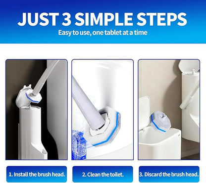 Disposable Toilet Brush,Toilet Bowl Cleaner,Wall Mounted Toilet Bowl Brush with 36 Refills for Deep Toilet Cleaning,Toilet Brush and Holder Set for Hygienic Bathroom Maintenance(White)