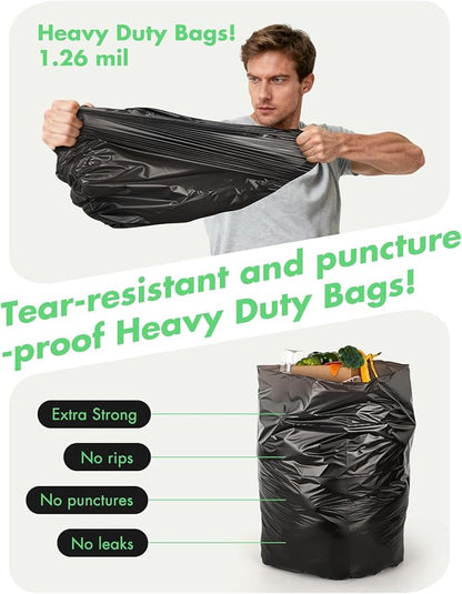 13-Gallon compostable Trash Bags: 50 Count Biodegradable Garbage Bags for tall kitchen trash can Liner, Thick Unscented, Tear & Leak Proof for Food Waste/bathroom/Garden, Black