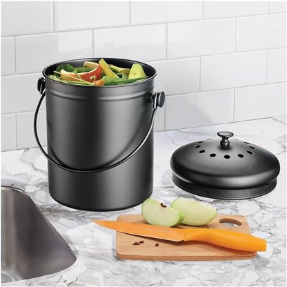 iDesign 1.3 Gallon Compost Bin with Double Filtration System - Matte Black