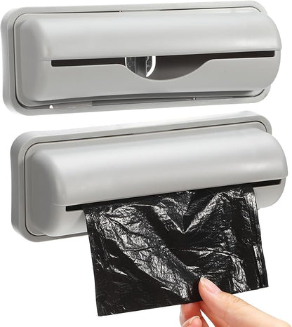 NUOBESTY 2-Pack Trash Bag Dispenser for Wall Under Sink, Small Garbage Bag Holder Compact Trash Can Liner Organizer for Bathroom Kitchen Cabinet (Fits 1-4 Gallon Rolls, Grey)