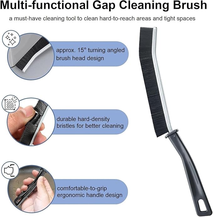 2 Pcs Hard Bristle Crevice Cleaning Brush - Crevice Cleaning Brushes for Household Use, Multifunctional Corner Gap Cleaning Brush Tool Grout Cleaner Brush for Kitchen Bathroom Window Track