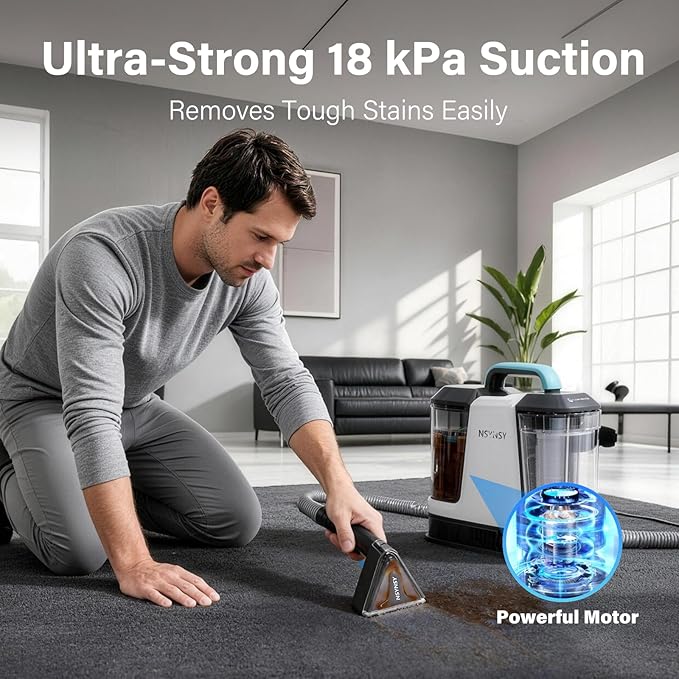 Upholstery Cleaner Machine & Carpet Cleaner | Portable Spot Cleaner with Strong Suction and Scrubbing Brush for Pet Stains, Spills on Couches, Rugs, Mattresses, Car Interiors (Standard Edition)