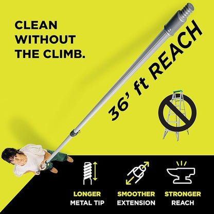 DOCA Telescoping Pole 5-12 Ft - Extension Pole for Cleaning, Feather Duster, Window Washing Kit, Paint Roller, Window Squeegee - High Reach Extendable Kit for Indoor & Outdoor - Pole Only