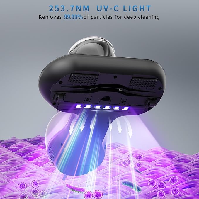 Hersven Mattress Vacuum Cleaner, 16KPa Handheld Bed Vacuum with UV Light & High Heating Tech, Deep Cleaning for Mattresses, Pillows, Sofas, Pet Hair and Carpets