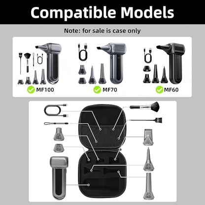 YouKnow Travel Case Compatible with WOLFBOX MF100 /MF60/MF70 Compressed Air Duster - Custom Foam Organizer for Blower Tool & Accessories (Only Case) (Black)