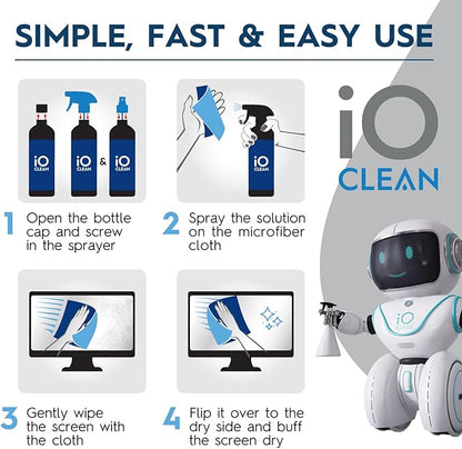 Screen Cleaner Spray (16oz+16oz) – Best Large Cleaning Kit for LCD LED OLED TV, Smartphone, iPad, Laptop, Touchscreen, Computer Monitor, Other Electronic Devices – 2 Microfiber Cloths and 4 Nozzles
