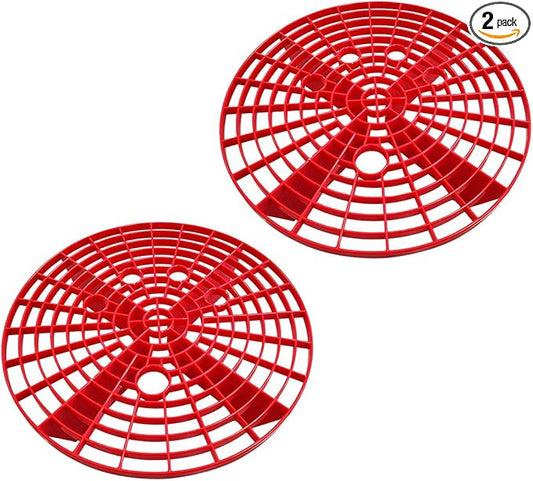 2 PCS Car Wash Bucket Insert, Plastic Wash Bucket Insert Removes Dirt Debris for Car Detailing Cleaning, Auto Detail Grit Trap Fits 12 Inch Diameter or 3-5 Gallon Bucket (Red)
