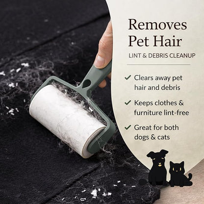 Pet Hair Remover Kit – 3 Piece Dog & Cat Hair Cleaning Set – Reusable Fur Removal Glove, Rubber Brush & Lint Roller – Removes Hair from Furniture, Couch, Carpet, Clothes & Car