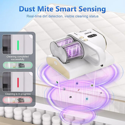 Mattress Vacuum Cleaner, 16KPa Suction, Dual Brushroll & Suction, Smart Dust Sensor, UV-C 253.7nm, HEPA, Fragrance Mist, 16.4FT Cord, Lightweight for Bed Sofa Carpet (Fragrance Not Included)