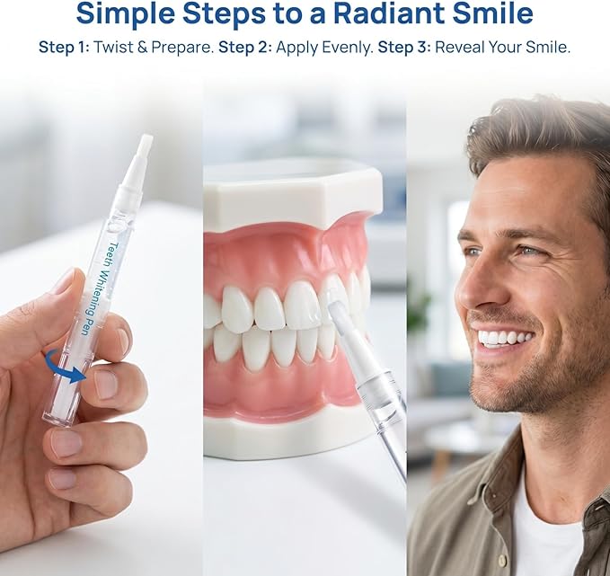 Teeth Whitening Pen - No-Sensitivity Professional Gel, Stain Remover for Brighter Whiter Teeth