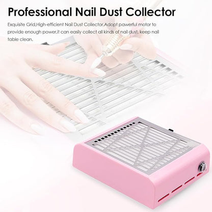 Nail Vacuum Dust Collector for Nails Pink Nail Dust Collector Vacuum, Nail Duster Collector Fan for Nails Dust Collector Acrylic Nails with a Brush for Manicure Salon