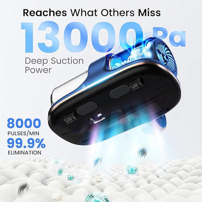 Mattress Vacuum Cleaner, 13KPa Bed Vacuum Cleaner with UV-C Light HEPA Filter & Ultrasonic, Versatile Cordless Handheld Vacuums for Bed, Sofa, Couch, Crib (Cordless)