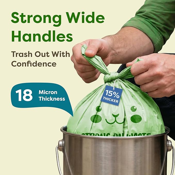 2.6 Gallon Compostable Trash Bags (100 Count) — Thick 0.7 Mil Small Compost Bin Liners — Leak-Resistant Plant-Based Food Scrap Bags for Countertop Kitchen Compost Pails — ASTM D6400 BPI Certified