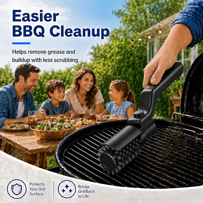 Electric Grill Brush, Cordless BBQ Cleaner for Gas, Charcoal and Smoker Grates, 3 Speed 300 to 400 RPM, 90 Min Runtime, 180 Degree Adjustable Head, Type C Rechargeable