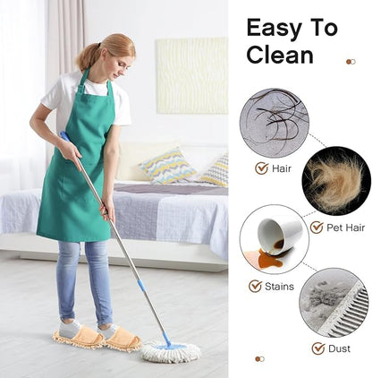 Jecery 2 Pairs Microfiber Cleaning Mop Slippers for Floor Cleaning House Mop Shoes Men and Women Washable Unisex Dusting Slippers Dirt Tool Supplies(Medium,Black, Beige)