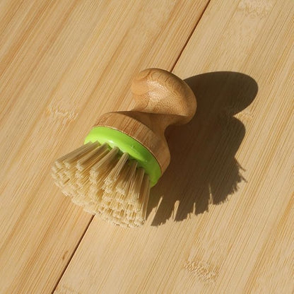 1 Pack Dish Brush Vegetable and Fruit Brush with Bamboo Handle and Detachable Woven Lanyard