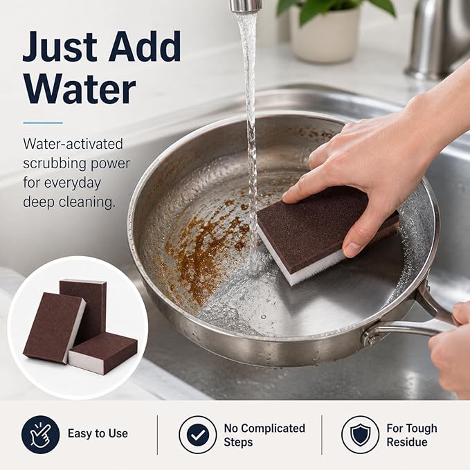 [SJYYLM] Magic Emery Cleaning Sponge, Nano carborundum Sponge Scrub pad Pot Scrubber, Heavy Duty Rust Eraser for Kitchen & Stainless Steel Pans(4 Pack)