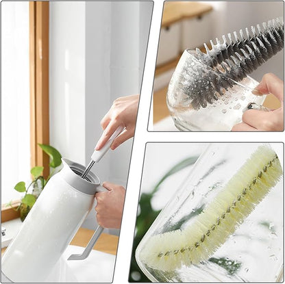2-Pack 16 inches Long Handle Bottle Cleaning Brushes - Ideal for Coffee Glasses, Pots, Milk Cups, Mugs, Wine Bottles, and Baby Bottles (Black)
