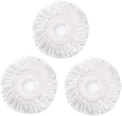3 Pack Spin Mop Replacement Head for Hurrica, Mopnad, Cassabel and Other 360 Spin Mop Systems, Microfiber Spin Mop Refills (3pc-White)