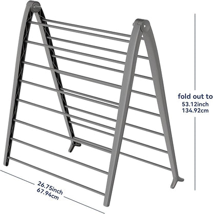 Whitmor Spacemaker Folding Drying Rack, Indoor Clothes Organizer with Patent-Pending Design, Space Saving, 6" L x 26" W x 51.5" H, Grey