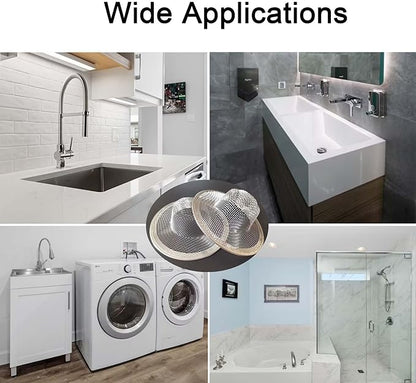 Bathroom Mesh Sink Drain Strainer Screen, 15PCS Drain Mesh Basket Cover Stainless Steel Slop Basket Filter Trap Tub Drain Screen Hair Catcher for Shower Utility Drain (2.125''&2.75"&4.41'')