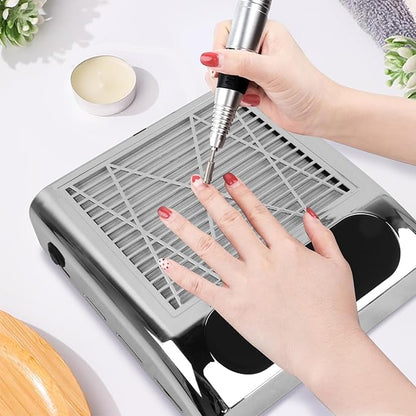 Nail Dust Collector Vacuum Machine, Cofashion 80W Nail Dust Vacuum Powerful NailVacuum for Acrylic Nail Polygel Nail Filter Replaceable Use for Salon & Home, Silver