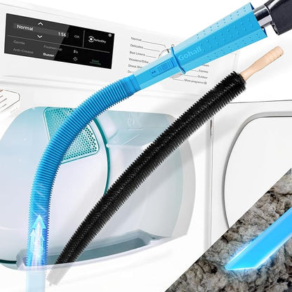 2 Pieces Dryer Vent Cleaner Kit - Flexible Dryer Lint Vacuum Attachment and Bendable Dryer Lint Brush - Lint Remover Compatible with All Vacuum Cleaner Laundry Room (Blue)