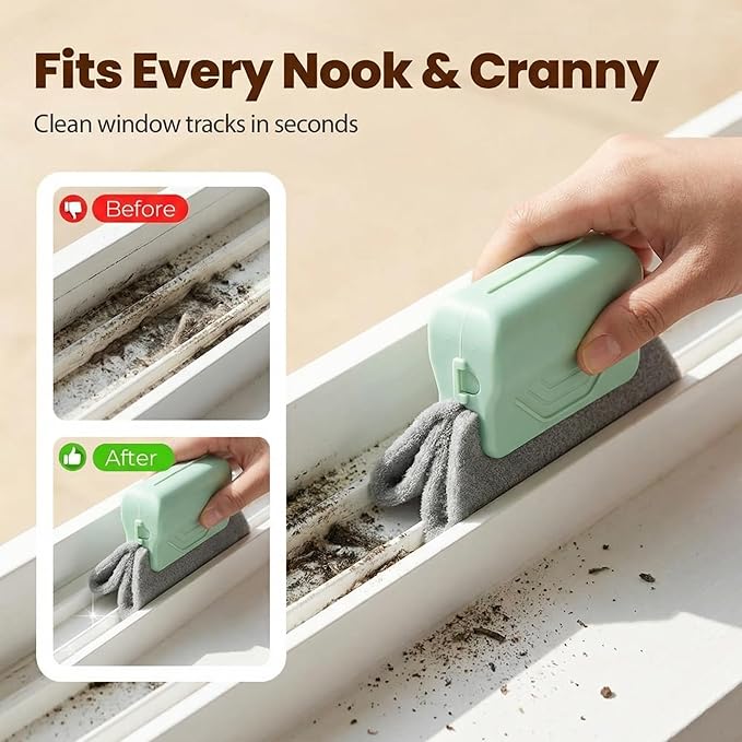 Magic Window Track Cleaner, 2026 Upgraded Window Groove Cleaning Brush Tools SetHandheld Window Track Cleaner Brushe Tools for Window Lides Gaps, Tile Lines Shutter Car Vents