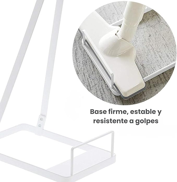 SIAM'S Freestanding Vacuum Stand Steel Holder Stick Broom Organizer Compatible with Dyson Cordless Storage Rack Space Saving No Drilling Cleaner Stand Stable Base Home Kitchen Accessories (White, Small)