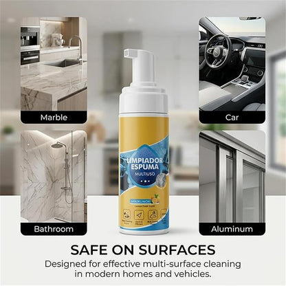 4-in-1 Multi-Enzyme Foam Cleaner 5oz, All-Purpose Deep Cleaning Spray for Car Interior, Kitchen Grease, Bathroom Tiles, Sofa Upholstery (1PC+1*Sponge+Towel)