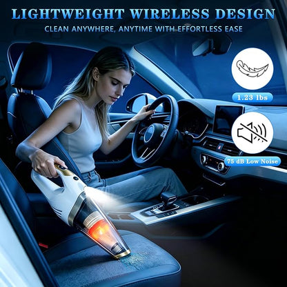 Handheld Vacuum Cordless, Dust Busters Cordless Rechargeable Car Vacuum with LED Light, Strong Suction with Filters, Vacuum Cleaner for Car, Handheld Vacuum for pet hair /Home/Office, Quick Clean