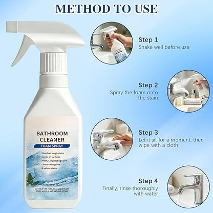 Scale Remover Bathroom Cleaner Foam Spray,Foam BathroomCleaner,Powerful Scale Remover,Bathroom Cleaner Foam Spray for Shower, Glass, Stainless Steel, Tiles, Glass and Toilet