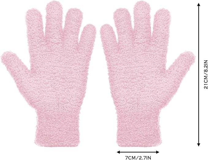 Patelai 2 Pairs Microfiber Gloves for plants Dusting Cleaning Glove Mittens House Cars Blinds Dusting(Pink, Rose Red,Large)