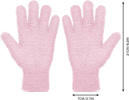 Patelai 2 Pairs Microfiber Gloves for plants Dusting Cleaning Glove Mittens House Cars Blinds Dusting(Pink, Rose Red,Large)