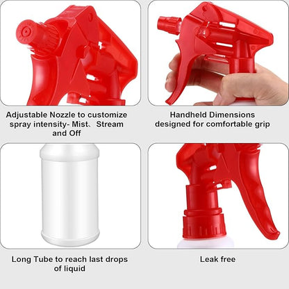 Eccliy 12 Pcs 16 Oz Plastic Spray Bottle, Adjustable Empty Reusable Sprayer for Cleaning, Planting, Water, Bathroom and Kitchen, BBQ, Commercial and Residential (Original,Pure Red)