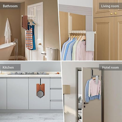 Over The Door Drying Rack, Foldable Portable Over The Door Hooks Hanger with Towel Racks for Coat Clothes Laundry Bathroom Bedroom Travel Hangers (Milky White, 1 Pack)