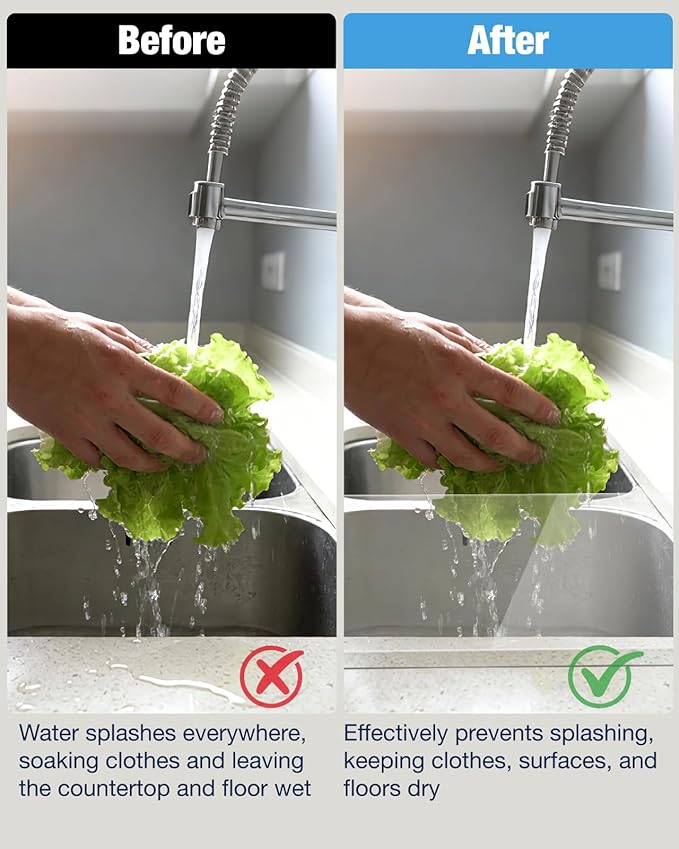 Acrylic Sink Splash Guard, Highly Transparent Fixed Splash Guard for Kitchen Island & Bathroom（15.8"L x 1.6"W x 4.7"H）