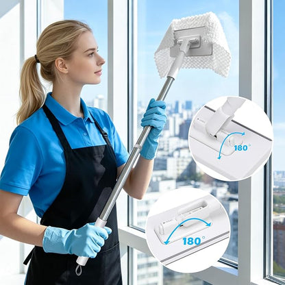Mini Sweeper Mop,Masthome Reusable Clamp Mop with Short Stainless Steel Handle,1 Second Installation,Flat Dust Mops for House Wall,Bathroom, Windows, Corners, Includes 1 Sweeping Cloth