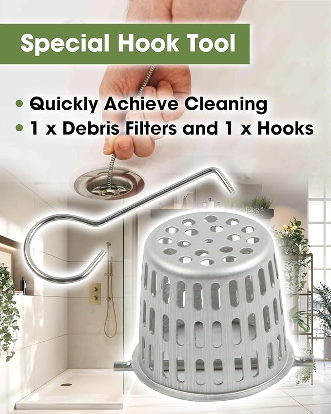 1 Pc Debris and Hair Strainer for Shower Drains Floor Drain, 2 Inch Stainless Steel Debris Basket Hair Trap Catcher with 1 Lifting Hook, Straight Type