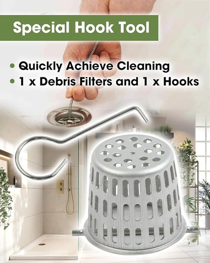 1 Pc Debris and Hair Strainer for Shower Drains Floor Drain, 2 Inch Stainless Steel Debris Basket Hair Trap Catcher with 1 Lifting Hook, Straight Type