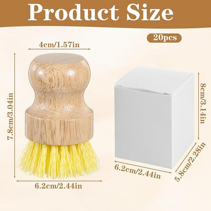 20 Pcs Bamboo Dish Scrub Brushes, Wooden Kitchen Dish Brushes Plastic Bristle Scrubber for Pots, Pans, Bowls, Dishes Cleaning