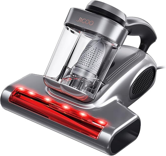 JIGOO J300 Pro Matture Vacuum Cleaner with 14Kpa 550W Powerful Suction, Infrared, UV & Heating Tech for Deep Cleaning, Anti-Allergen Bed Vacuum with Dust Sensor & Plant Fragrance for Bed, Sofa, Crib