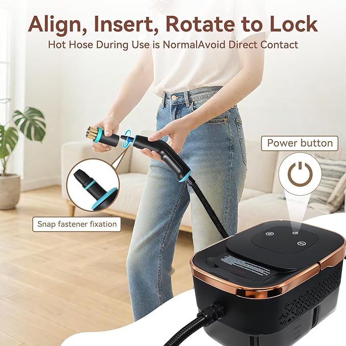 Handheld Steam Cleaner with 1.32 Quarts Tank & 15s fast Heat-Up, 13 Attachments.Portable High Pressuer Hand Held Stemer for home,Kitchen, Bathroom, Windows and Floors.Steamer for Cleaning
