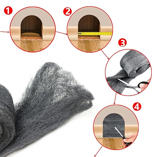 2 Pack 3" x16 Ft Steel Wool Roll, antfees Steel Wool Fill Fabric Roll, Coarse Wire Wool Hardware Cloth DIY Kit, Gap Blocker for Holes Wall Cracks Vents in Garden House Garage