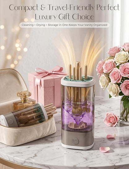 Electric Makeup Brush Cleaner Machine,3 in 1 Makeup Brush Cleanser & Washer,Cleaning Tool,Cosmetic Brushes Cleaners Cleaning For All Size Beauty Makeup Brush Set,Eyeshadow, Blush Brush. (Gray-)