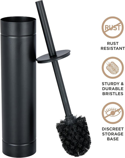 Bath Bliss Toilet Brush with Weighted Base | Slender Design | 360 Degree Brush | Bathroom Cleaning | Black