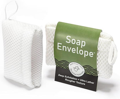 100% Recycled - Bar Soap Saver Pouch, Loofah Bag Lather + Deep Exfoliator, Mesh Soap Bag, Sock for Bar Soap, Deep Exfoliation Double-Sided Rougher Texture - 1 Pack