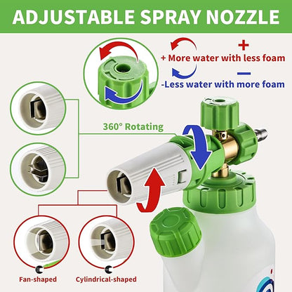 Foam Cannon for Pressure Washer with Dual Connector, Balabulala Car Foam Cannon with dual adapter, M22 and 1/4" Quick Connect,4200 PSI
