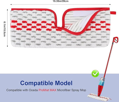 Spray Mop Pads Compatible with Oceda ProMist MAX Microfiber Spray Mop - Mop Replace Head for Dry/Wet Use - Reusable Washable Dust Mop Refills for Floor Cleaning,6 Pack