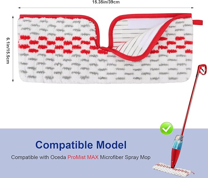 Spray Mop Pads Compatible with Oceda ProMist MAX Microfiber Spray Mop - Mop Replace Head for Dry/Wet Use - Reusable Washable Dust Mop Refills for Floor Cleaning,3 Pack